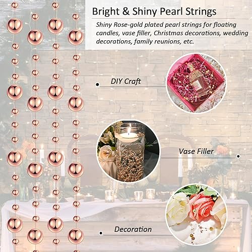 Miniatura 10 de 50 cuerdas de perlas plateadas de efecto flotante para velas flotantes, perlas de imitación de 13.5 pulgadas para relleno de jarrón, decoración de