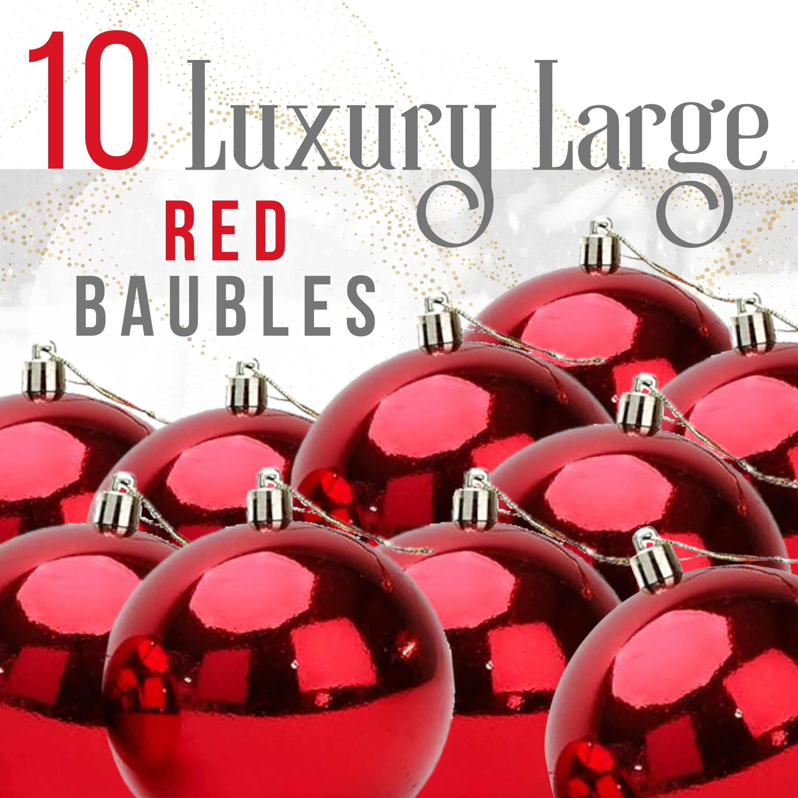 Toyland® 10 palline di Natale extra larghe, 100 mm, colore: rosso