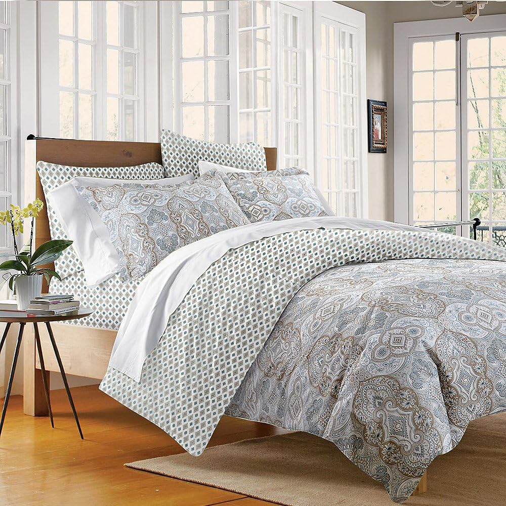 VV Nova Luxury 3pc Duvet Cover Set,100% Mercerized High Percale Cotton, Queen Size