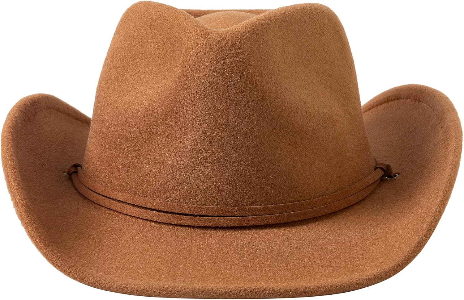 Jastore Kids Girls Boys Wide Brim Western Cowboy Cowgirl Hat with Wind Lanyard Felt Fedora Hat - Image 2