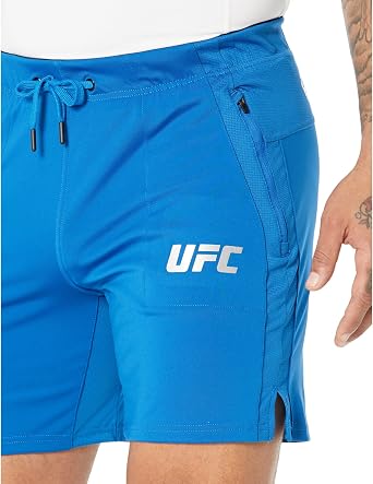 UFC Mens Elastic Waist Shorts Without Brief Stretchable Polyester Drawstring Closure Zippered Pocket