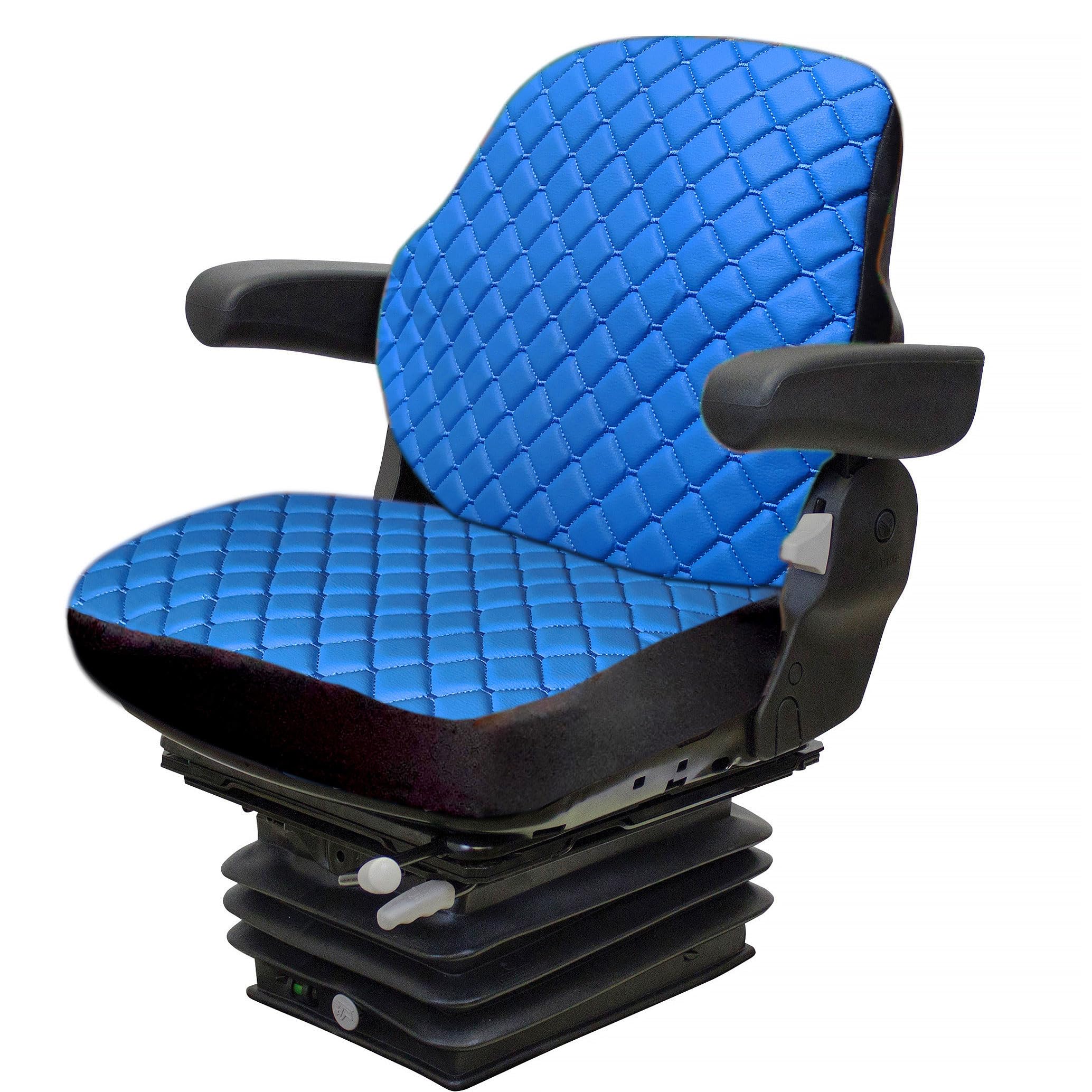 Strapazierfähiger Traktorsitzbezug für Schranktraktoren ohne Kopfstütze, Gabelstapler-Sitzbezug, Camuflage Muster, 8 Farben (blaues Leder Kapitone), C2T-100