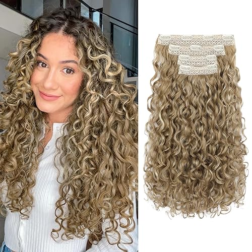 REECHO Curly Hair Extensions - 4PCS 18" GoGo Curly Clip