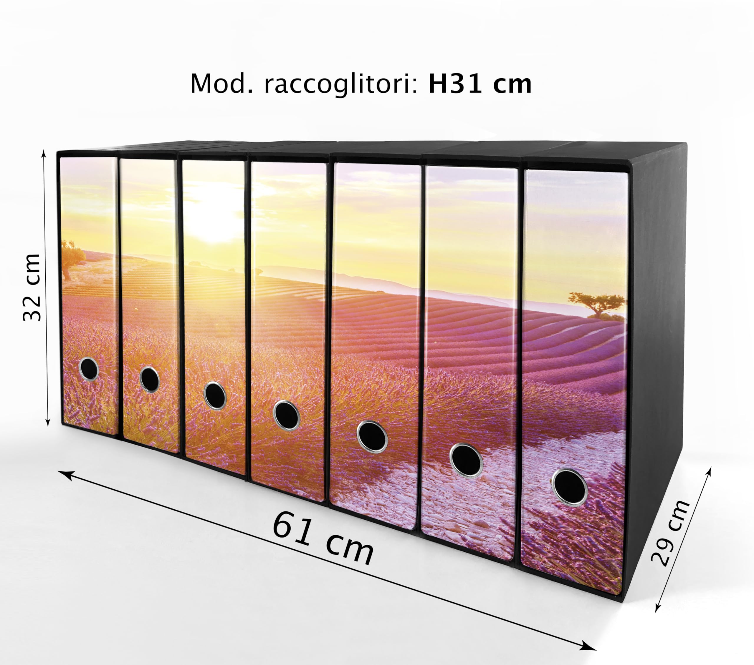Set da 7 raccoglitori ad anelli LAVANDA AL TRAMONTO - Faldoni SHAREPRINTING (H31 con 2 anelli)