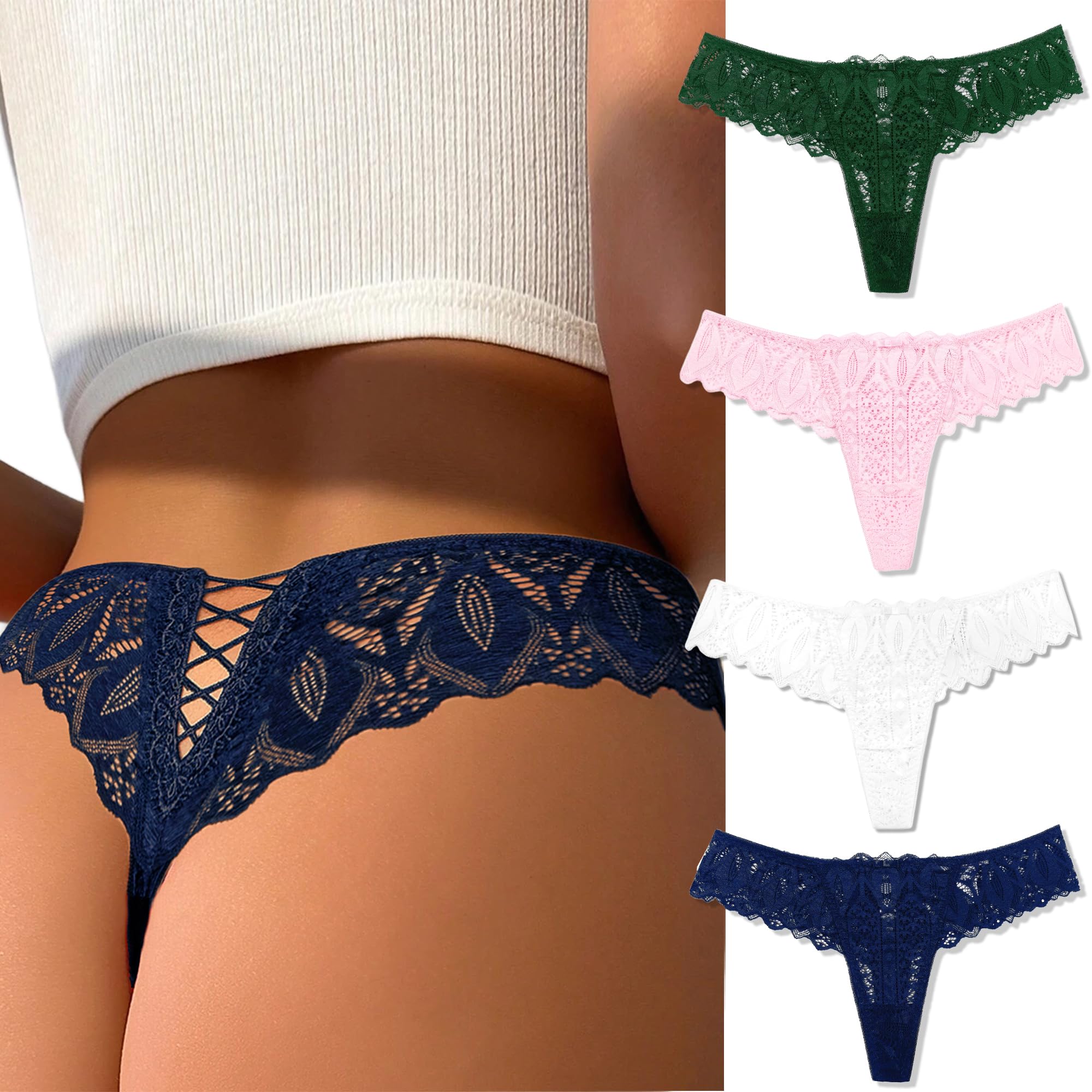 Avidlove Culotte en dentelle pour femme - Tanga sexy - Taille basse