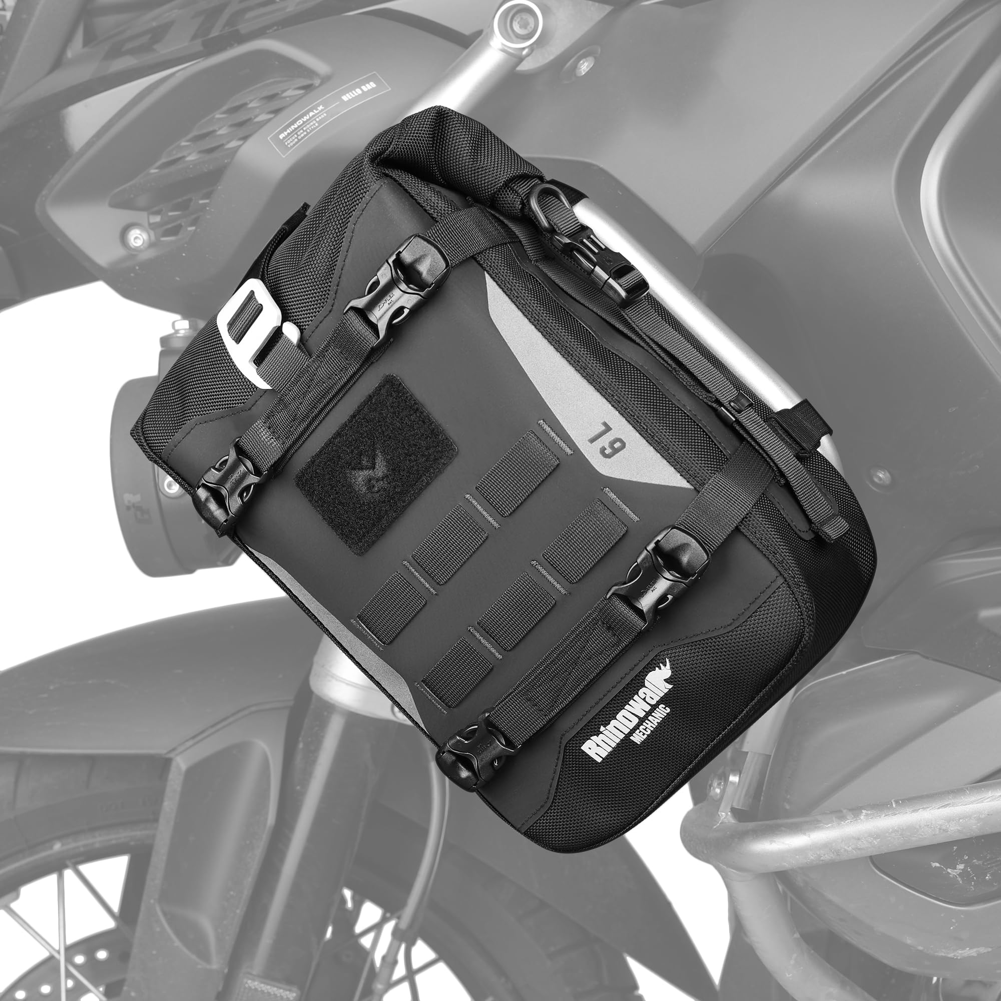 ENJOHOS Sturzbügeltasche Motorrad Tasche Wasserdicht 6L Motorradtasche Motorrad Seitentasche für Motorradrahmen Stoßstangen Sturzbügel Tasche MOLLE System Erweiterbar mit Schultergurt, Schwarz