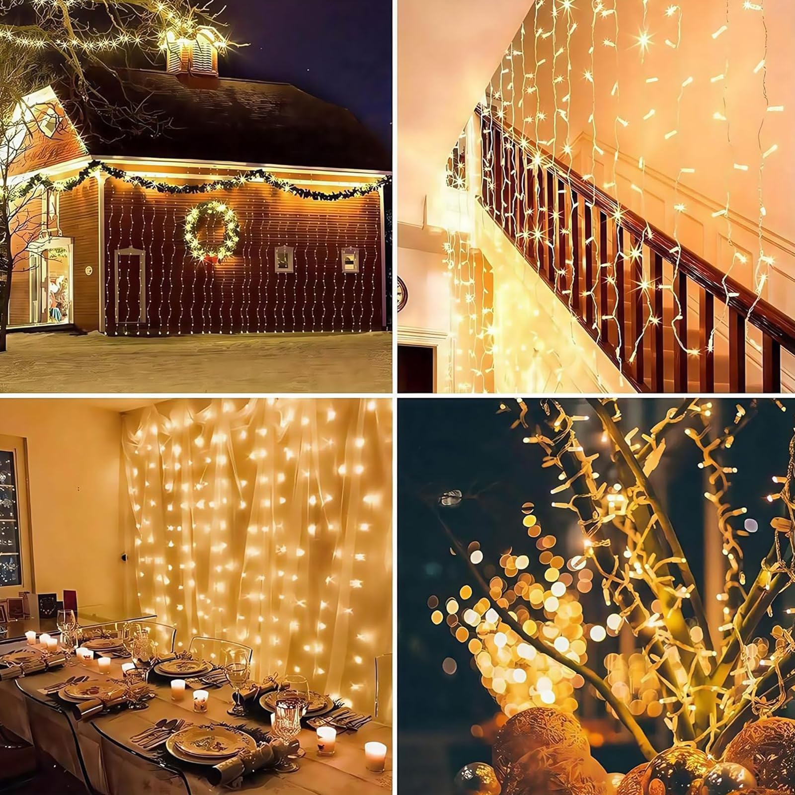 Girlanda świetlna do wnętrz, 50 m, 500LED, zewnętrzna, IP65, wodoodporna, 8 trybów, girlanda dekoracyjna, do domu, choinki, ogrodu, na wesele, zimna biel