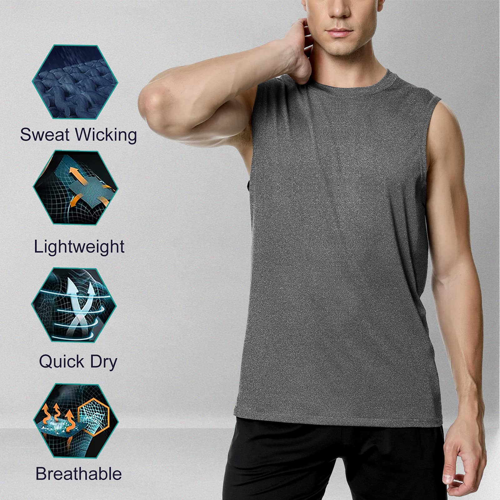 Camisetas de Tirantes Hombre Chaleco Deportivo Entrenamiento Camiseta sin Mangas Deportivas Fitness Verano para Deporte Gimnasio Correr Fútbol y Ciclismo