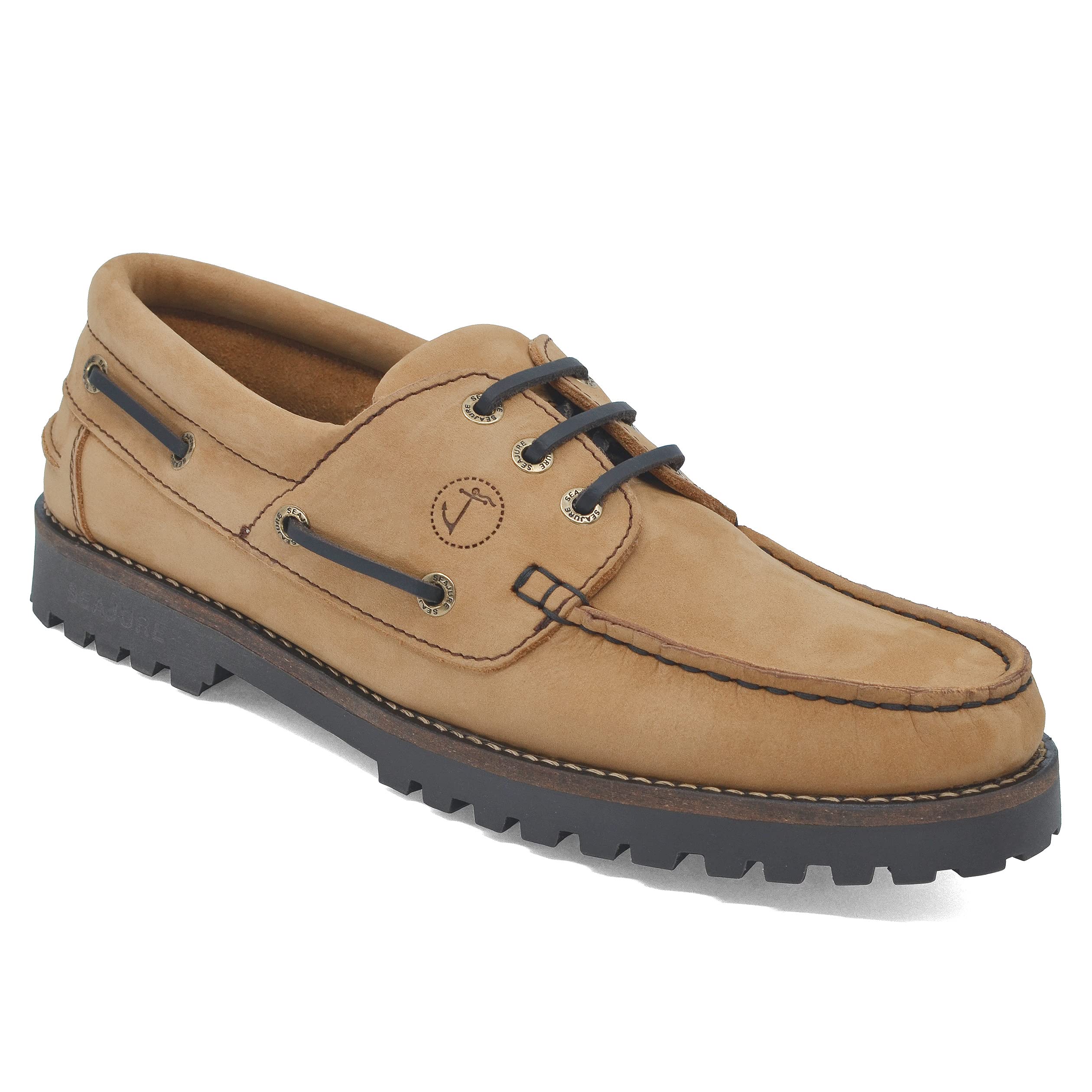 Seajure Damen Bootsschuhe Lamu Kamel und Braun Nubukleder