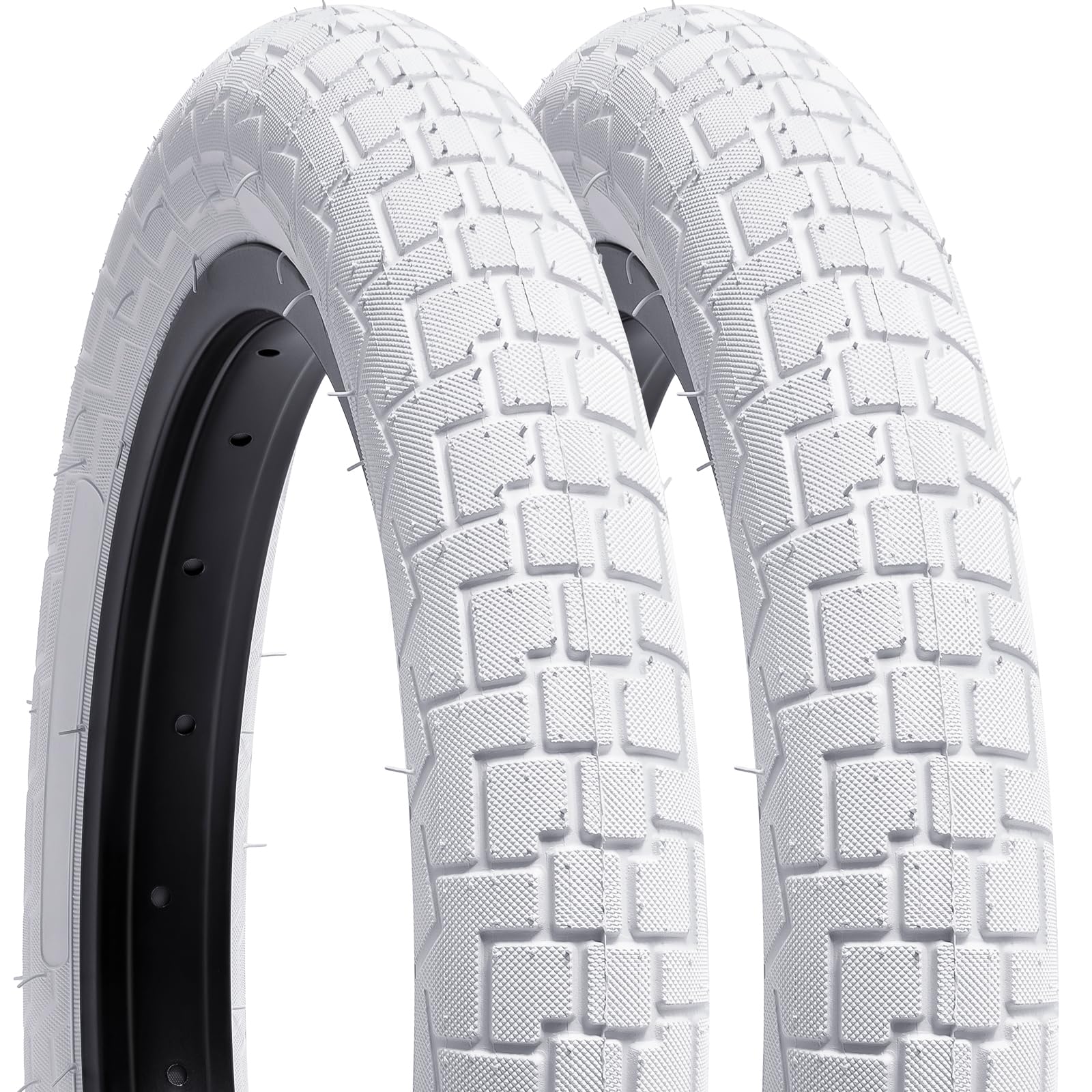 YunSCM 2PCS Foldable 14 inch Bike Tyres 14x2.125/57-254 Bicycle Tires Compatible with 14x1.95 14x2.0 14x2.10 14x2.125 Racing/City Bike Tyre, White(Y-1011)