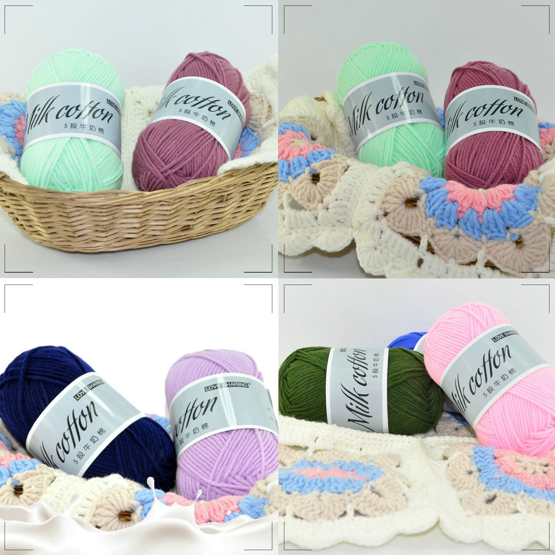 60 Colore Cotone per Uncinetto Filo Filato Crochet Yarn, 60 x 15g Filato Acrilica Lana di Cotone Colorata per Uncinetto Maglieria Crochet Artigianato Fai da Te