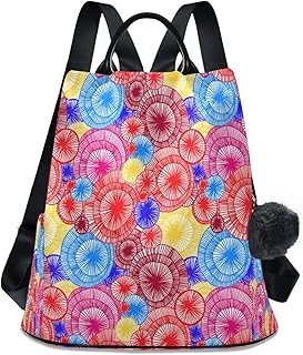 Flowers and Water Lilies Backpack Purse for Women, Anti theft Bookbag Purse Lightweight Shoulder Bag Fashion Handbag for Travel, Daily, Shopping（657）, Flowers and Water Lilies, 13.4 X 5.9 X 15 inch