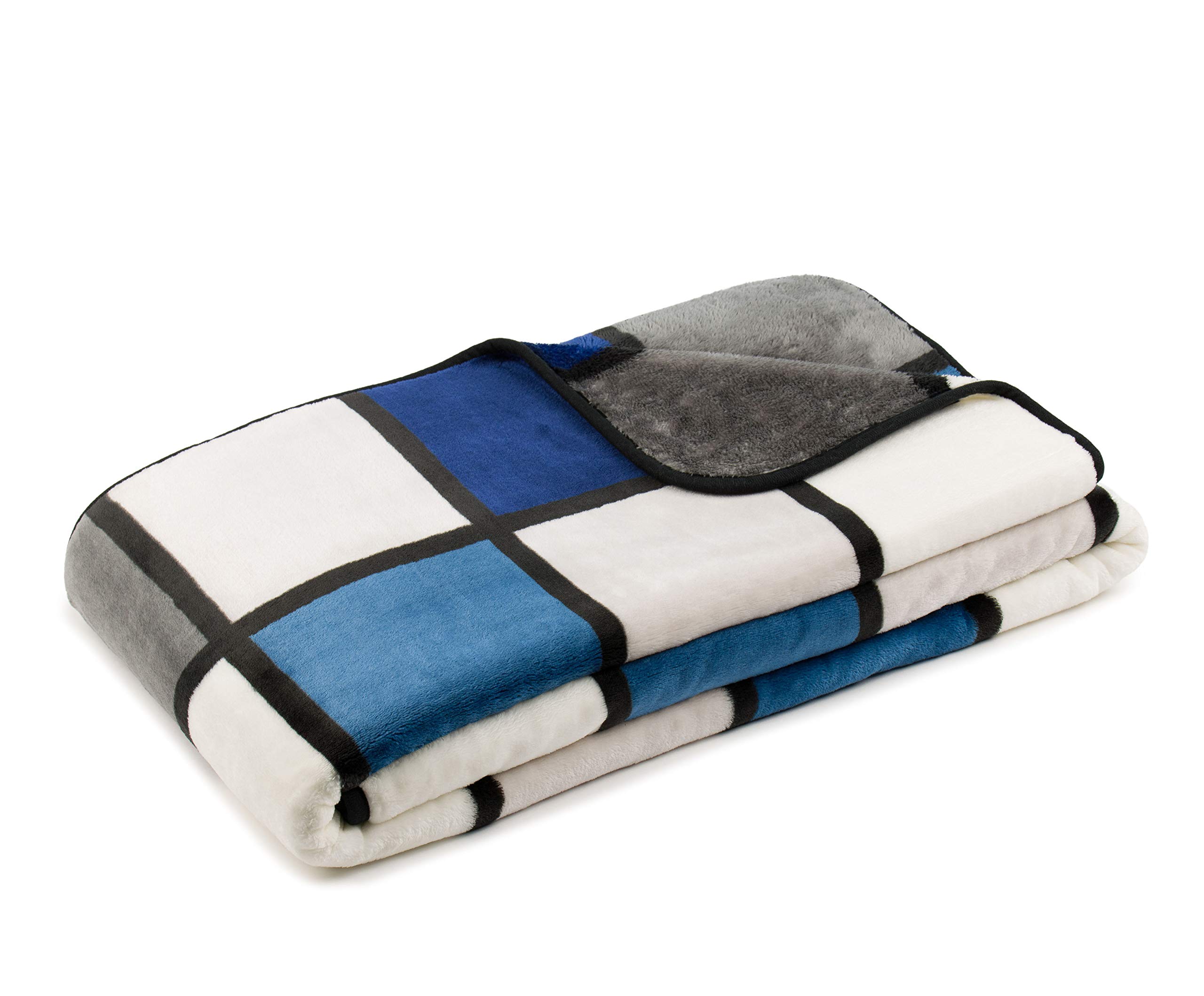Gözze Blue/Silver/White - Soft Blanket, Cashmere Feel, High Fabric Weight 500 G/M², Antigua, 150 X 200 Cm