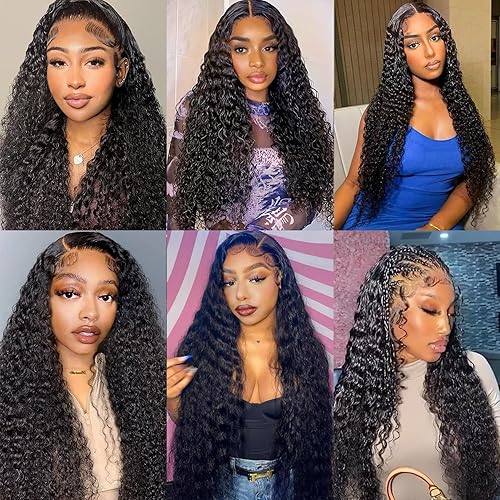 Miniatura 5 de RDFIZZ Pelucas de cabello humano con encaje frontal de 13 x 4 pulgadas, sin pegamento, densidad del 180 %, HD predepilada, pelucas de cabello humano