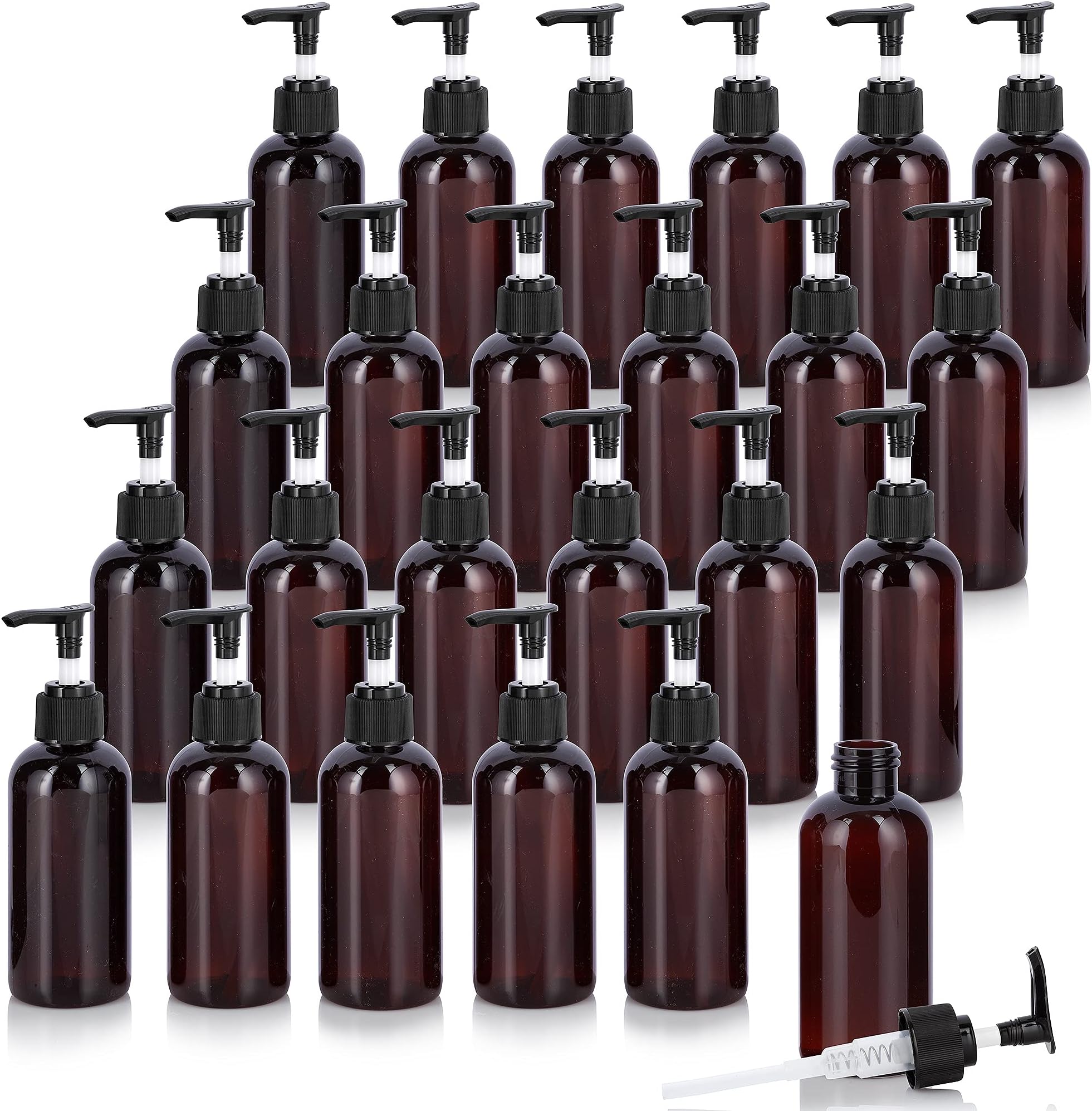 Amazon.com: JUVITUS Amber 16 oz Boston Round PET Plastic Bottles (BPA ...