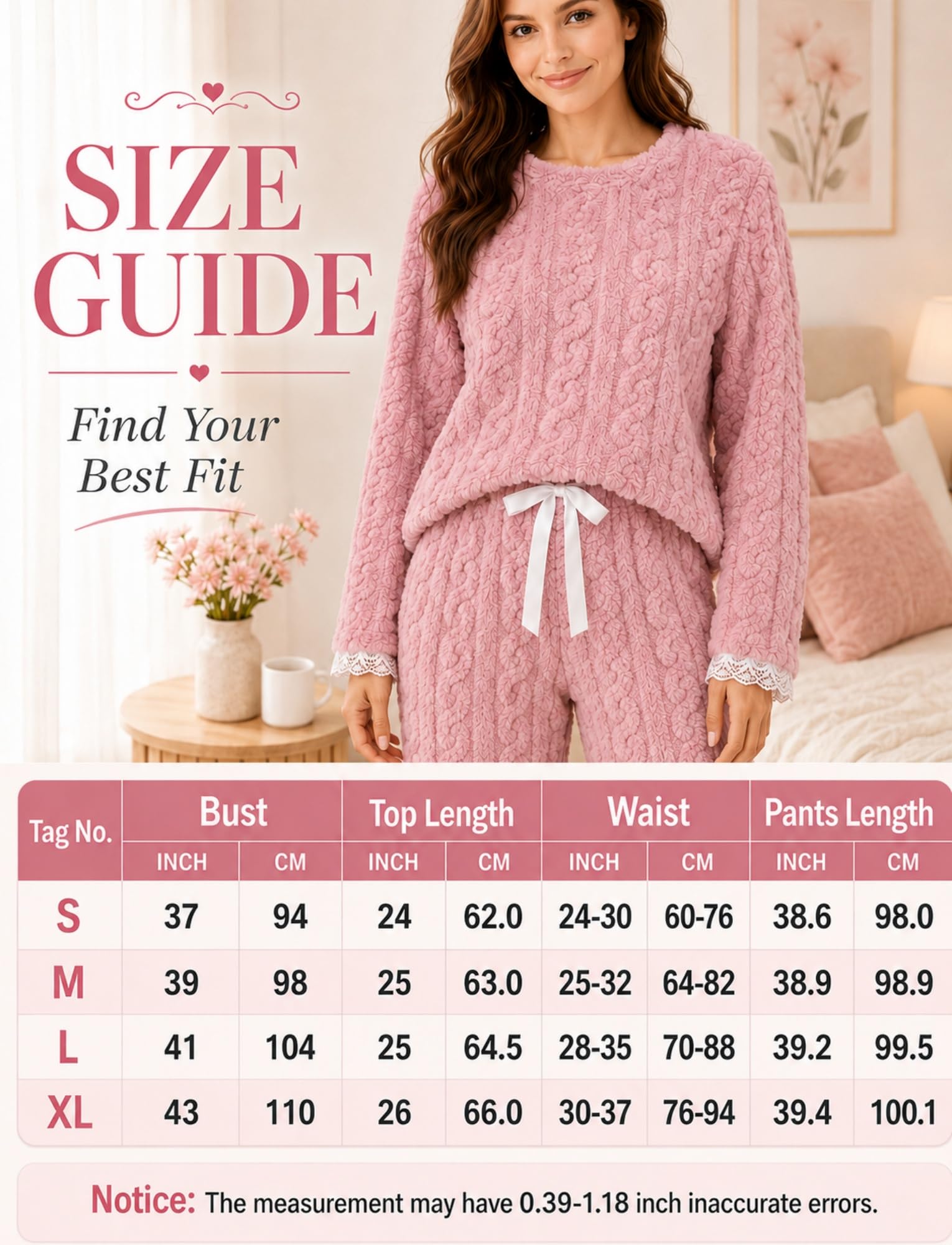 Conjunto de pijama de franela para mujer, acogedor, holgado, cálido