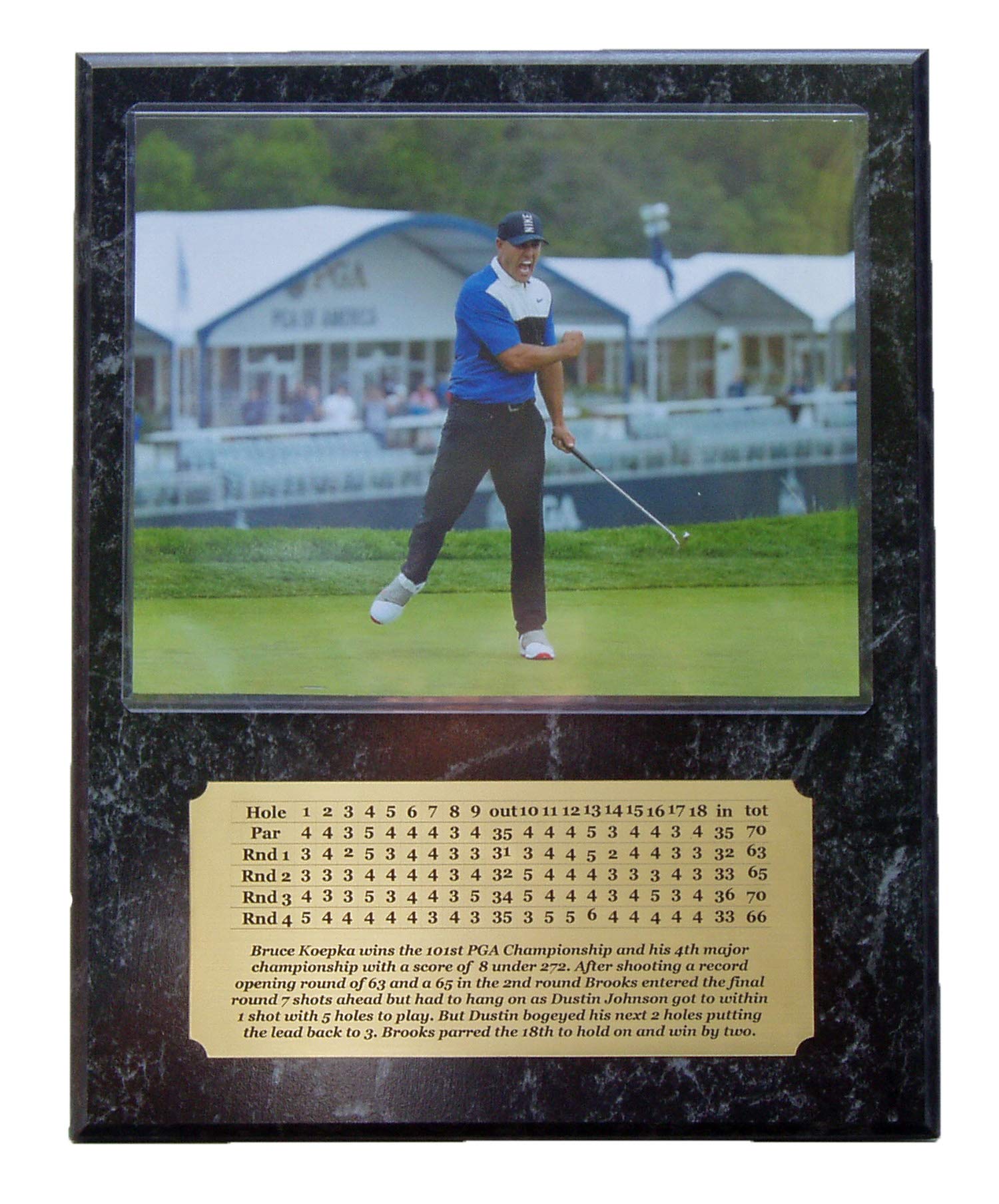 GFSF Brooks Koepka 2019 PGA Championship 8x10 After Final Putt Photo Plaque with Engraved Scorecard