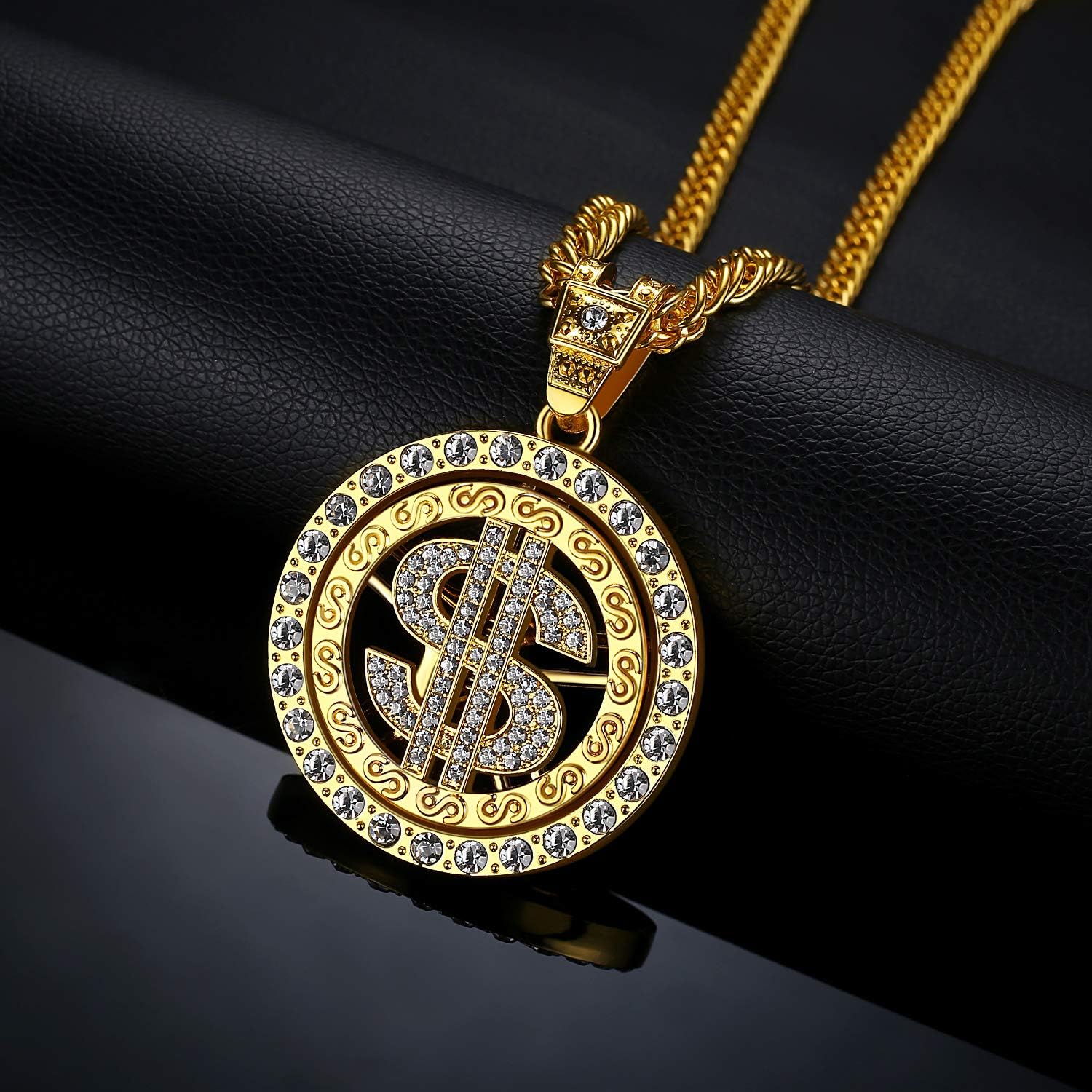 NYUK Costume Golden Chain for Men Spinner Dollar Sign Necklaces 36 Inches - Image 3