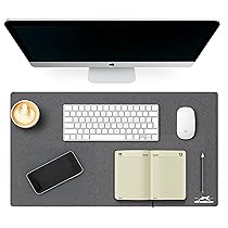 Tappetino Mouse XXL 40×79 cm – Antiscivolo in Feltro di Lana – Superficie Fluida per Mouse e Tastiera – Grigio – Design Elegante