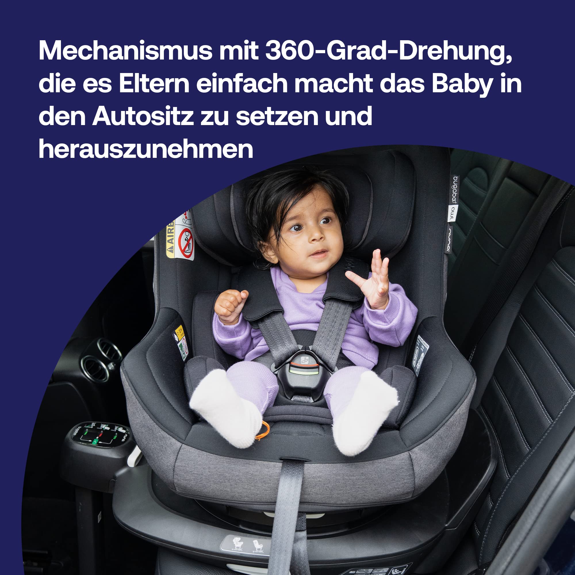 Bugaboo 360-Grad ISOFIX Basis by Nuna für Owl und Turtle Air Autokindersitze, von der Geburt bis 4 Jahre oder von 0 bis 18 kg, Ausrichtung nach vorne oder hinten, sichere Installation