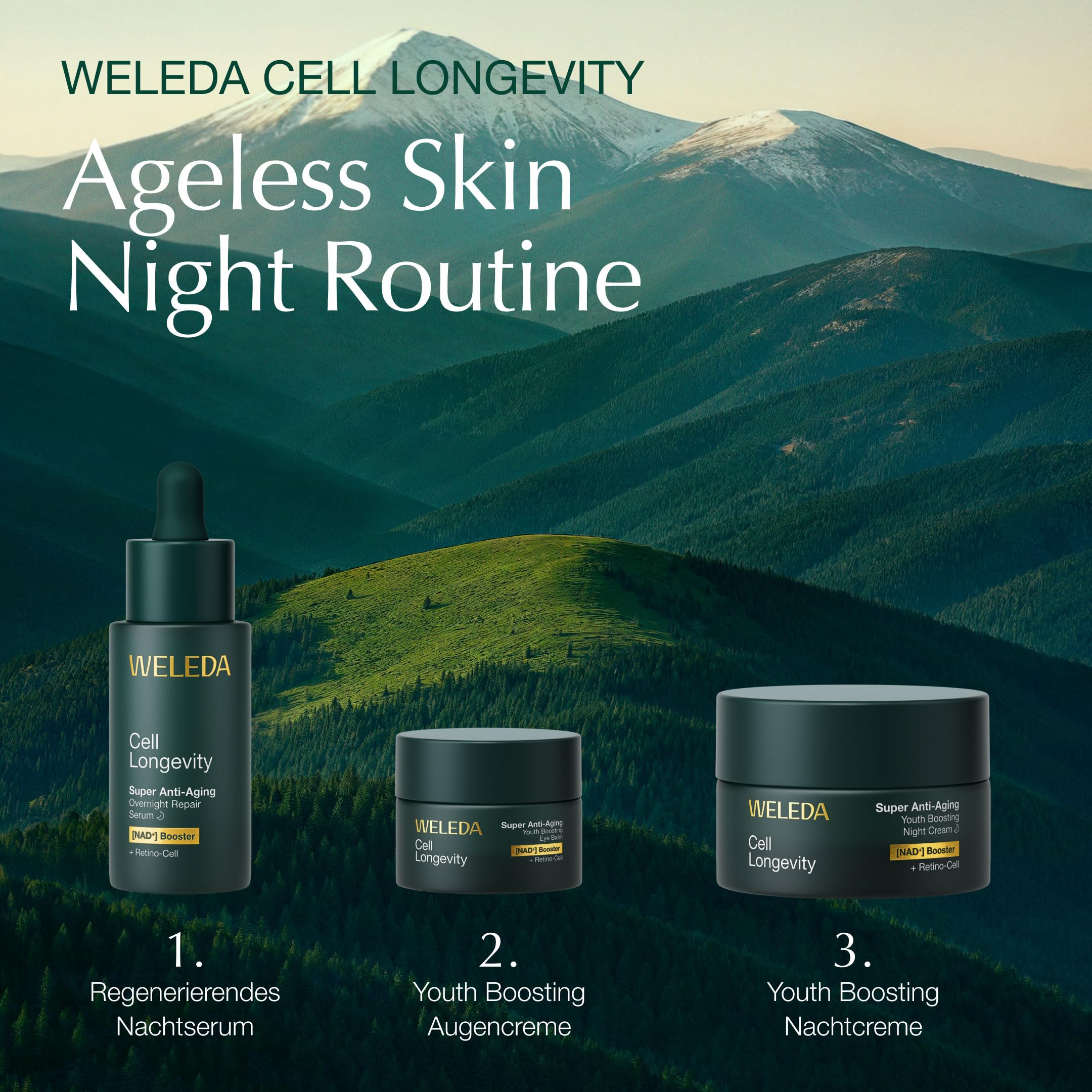 WELEDA Cell Longevity Super Anti-Aging Youth Boosting Day Cream - Gesichtspflege Tagescreme mit [NAD⁺] Booster & [Retino-Cell] gegen die 10 Zeichen der Hautalterung (Naturkosmetik, vegan, 50ml)