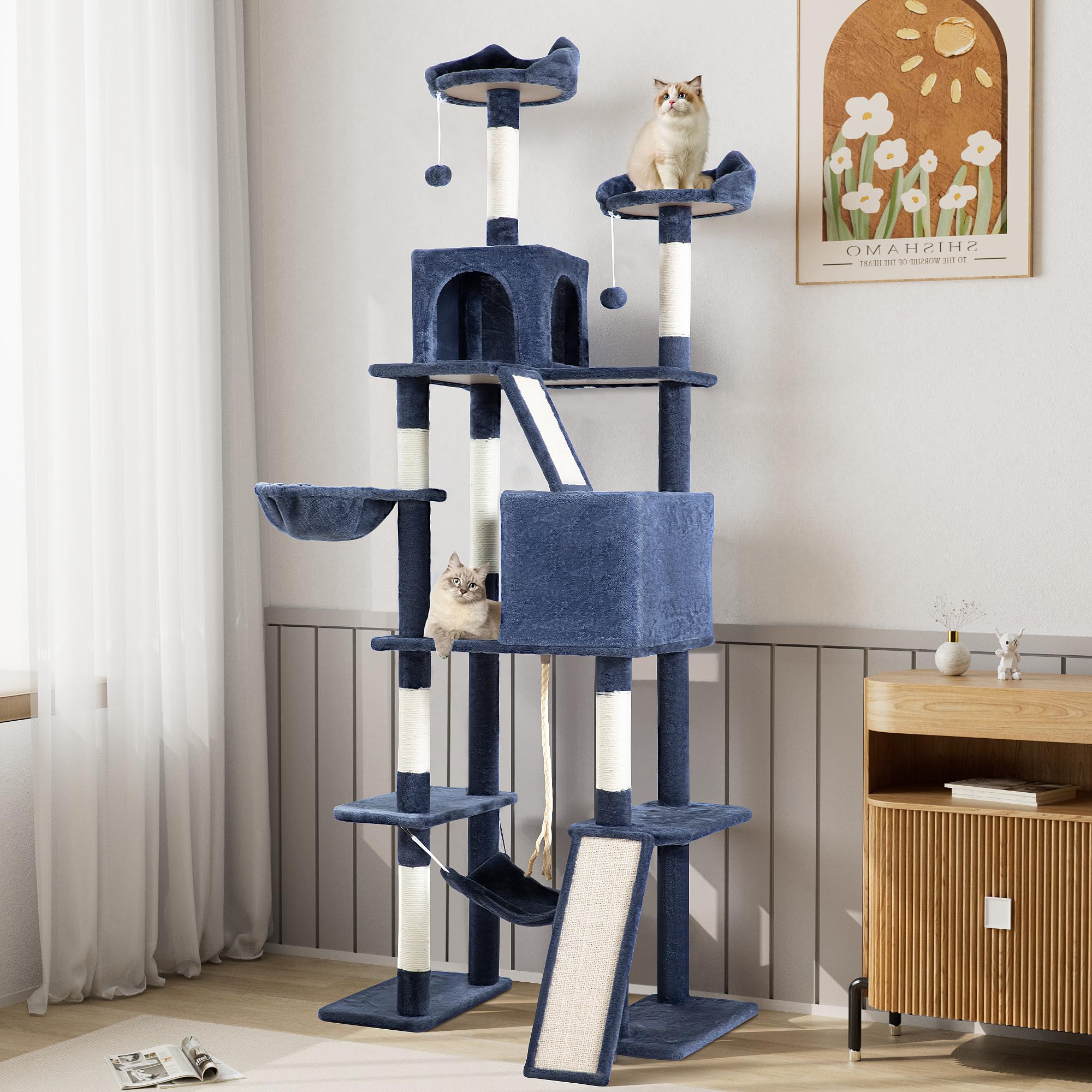 Amazon | WWI キャットタワー 高さ206cm 猫タワー スリム 据え置き型