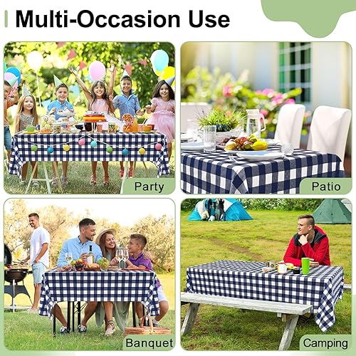 Vista 92 de misaya Paquete de 4 manteles desechables de búfalo, mantel de plástico impermeable de 54 x 108 pulgadas, manteles rectangulares a cuadros caqui