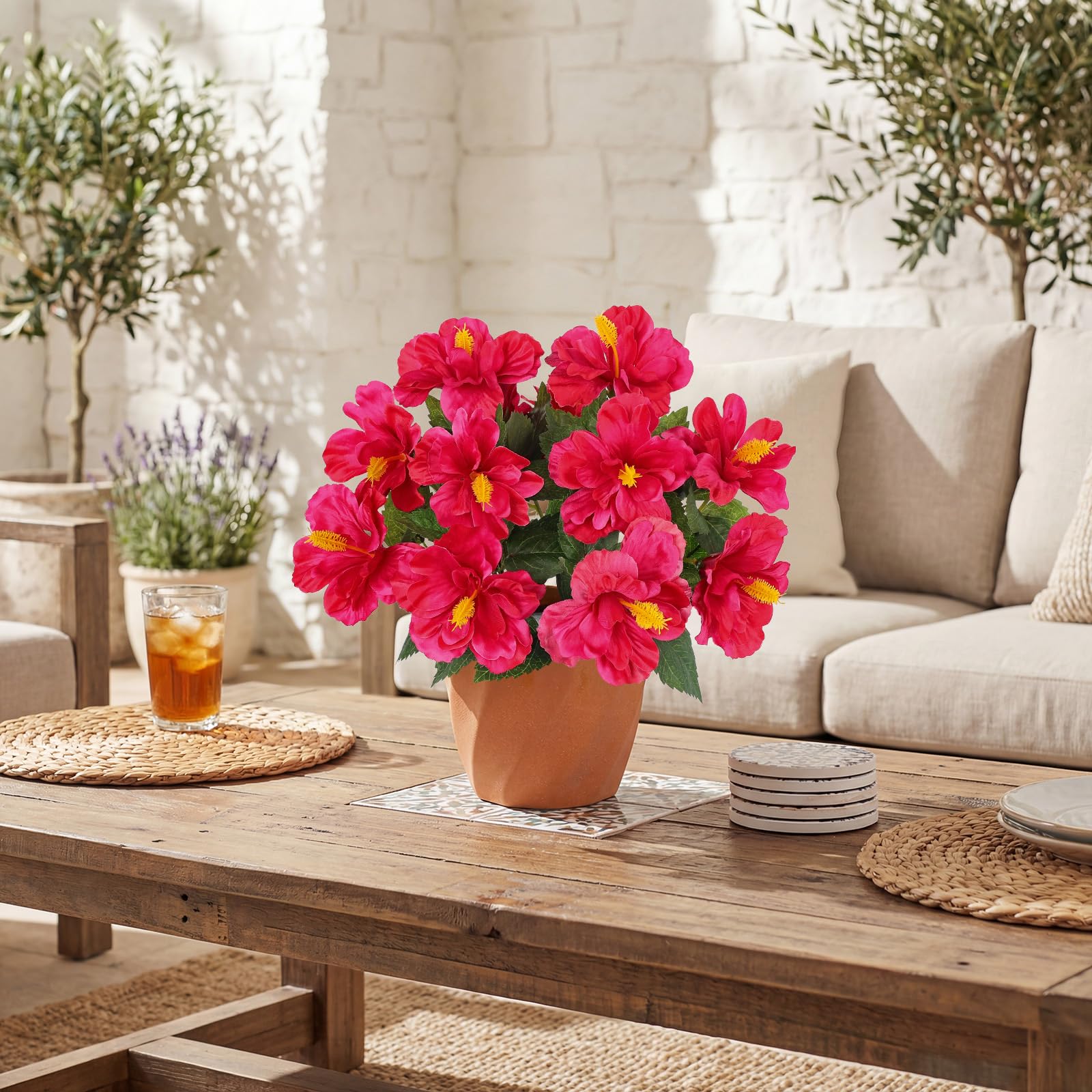Amazon.com: Briful Artificial Hibiscus Flowers in Pot, 14.1
