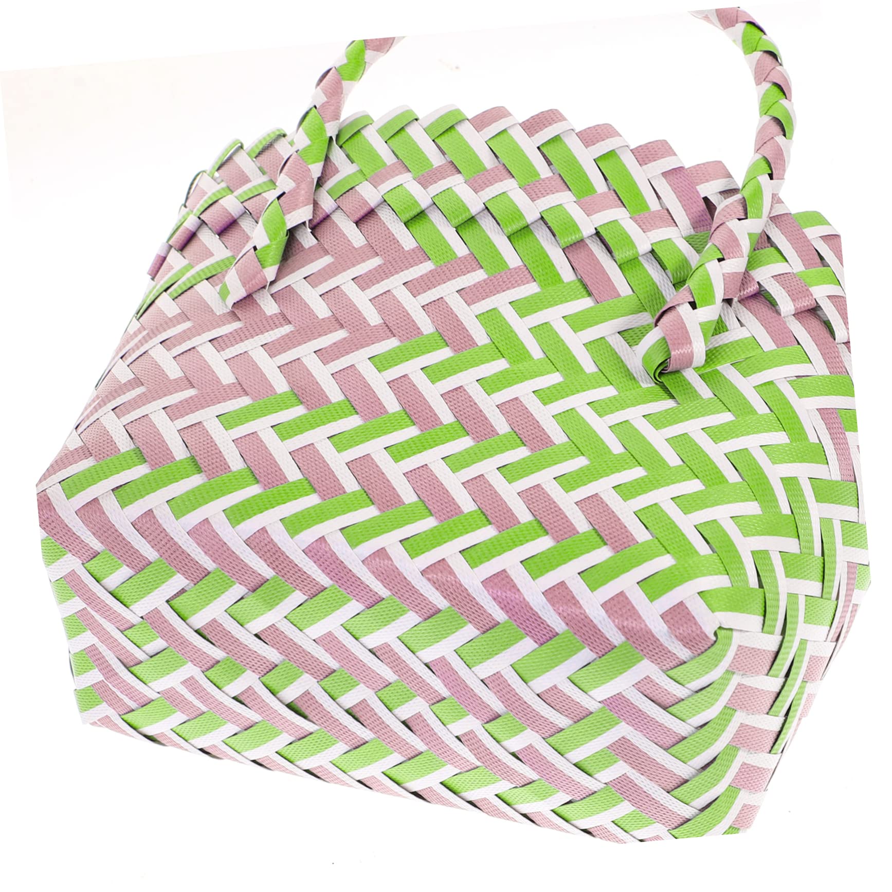 SOLUSTRE Panier Tissé Portable Multifonction pour Plage et Courses Panier à Fruits et Pique PVC Tissé Vert
