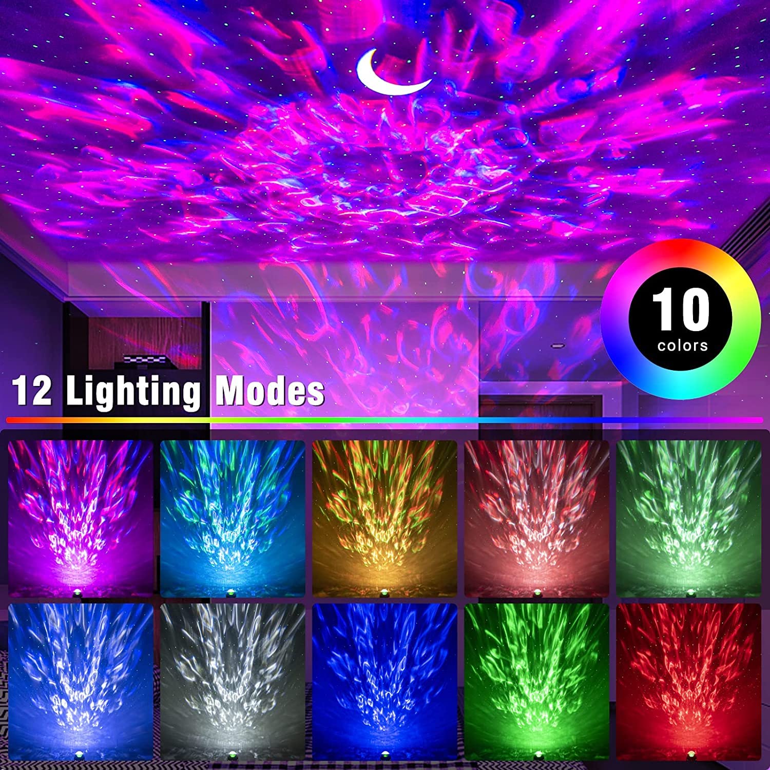 Proiettore Star 3 in 1 Galaxy proiettore Sky Light, LED Cloud & Moon, controllo vocale, 13 effetti di illuminazione Galaxy Light proiettore per camera da letto, palcoscenico, luce notturna (bianco)