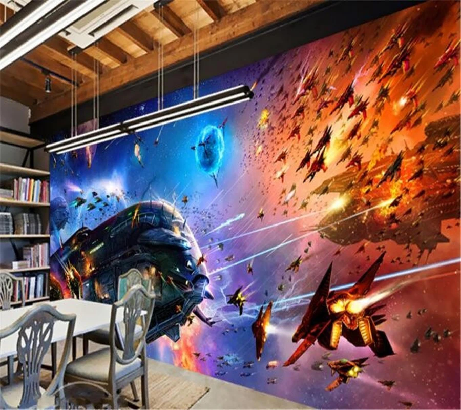 Samoprzylepna tapeta 3D do salonu i sypialni – obraz ścienny z motywem kosmicznym science fiction