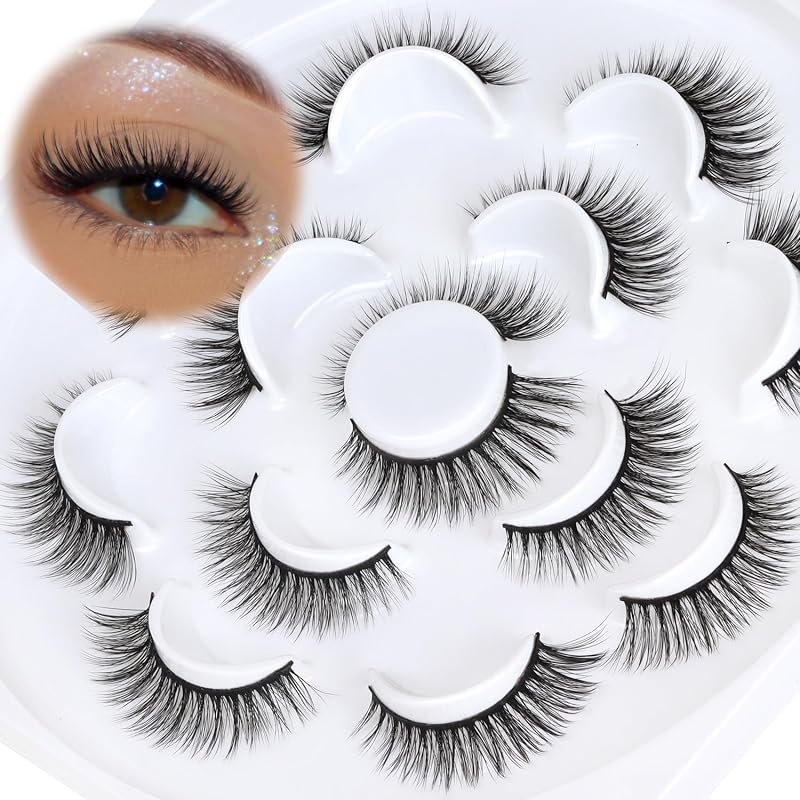Cílios postiços Veleasha Lashes estilo cat eye com faixa de algodão, 7 pares