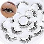 Veleasha Lashes 5D Faux Mink Lashes Cat Eye Lashes Handmade False Eyelashes Wispy Fake Lashes 7 Pairs Luxurious Volume Fake Eyelashes Pack (5D28)
