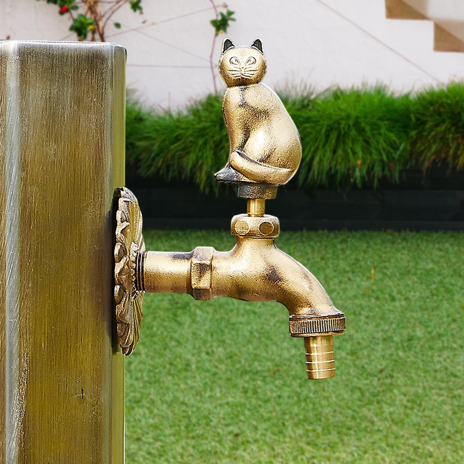 Rubinetto Decorativo Da Giardino per Esterni in Ottone, per Lavanderia, Robusto, Design Retrò, Decorazione Da Giardino, Rubinetto a Parete, Gattino