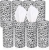 Vista 9 de Cunhill Paquete de 8 soportes para pañuelos de automóvil con tejido facial, cilindro a granel, cajas redondas para viajes, apto para portavasos