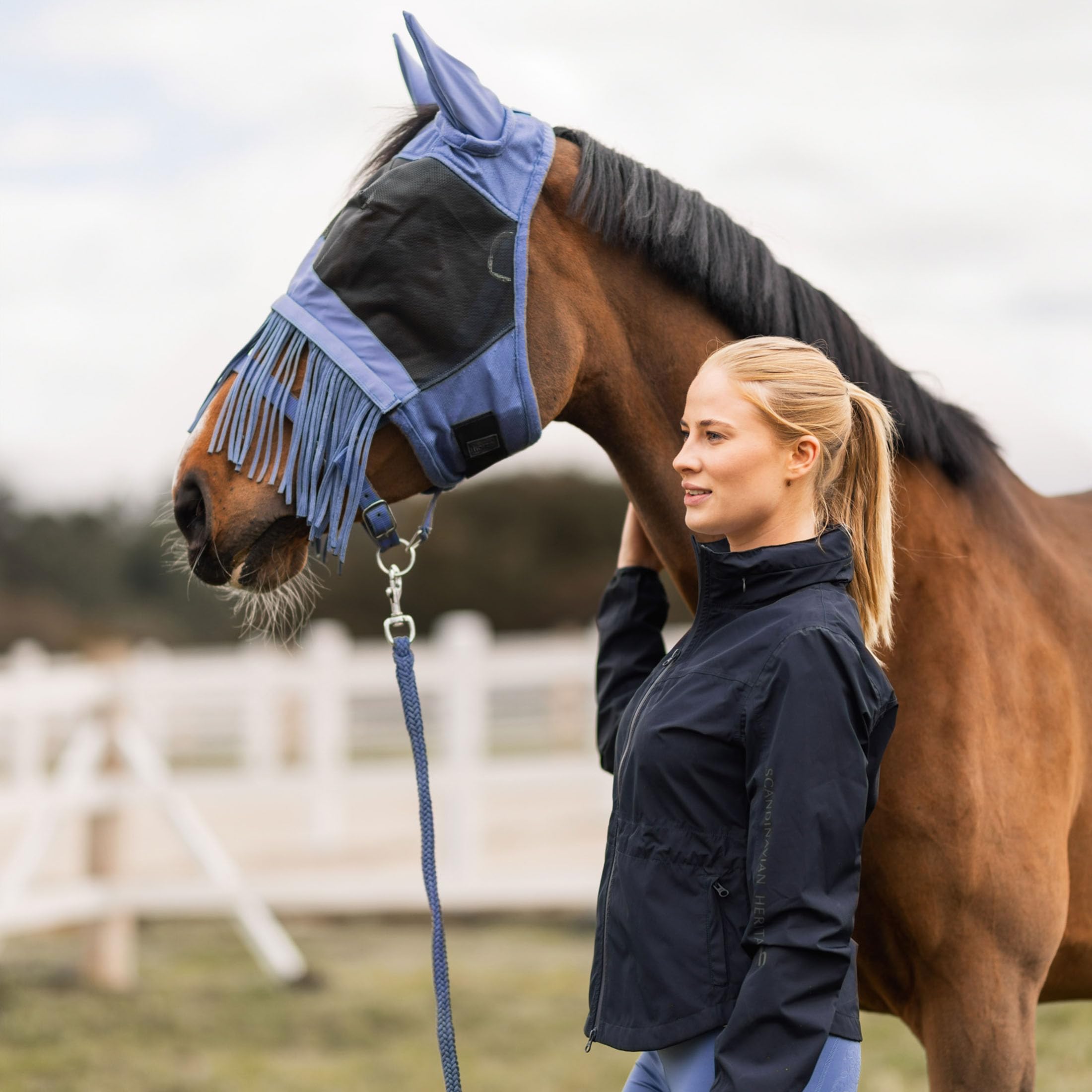 Horze Máscara antimoscas para caballos, con flecos, para caballos