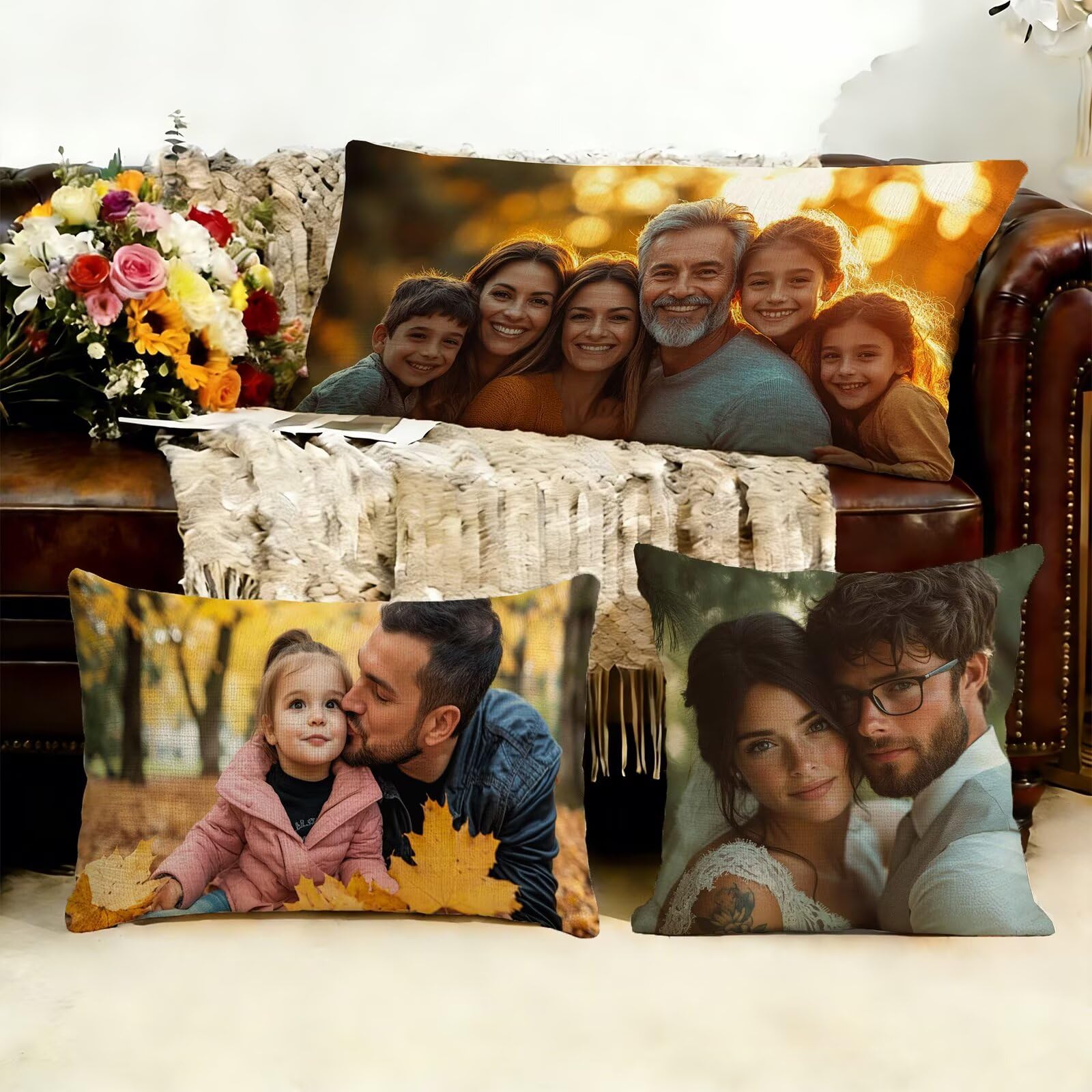 Kissen Personalisiert, Kissenbezug 60x180 - kissen mit foto Personalisiert mit Eigenem Foto & Text - Doppelseitig Bedruckt Fotokissen Dekokissen, Zierkissen Sofakissen, Personalisierte Geschenke J1-98