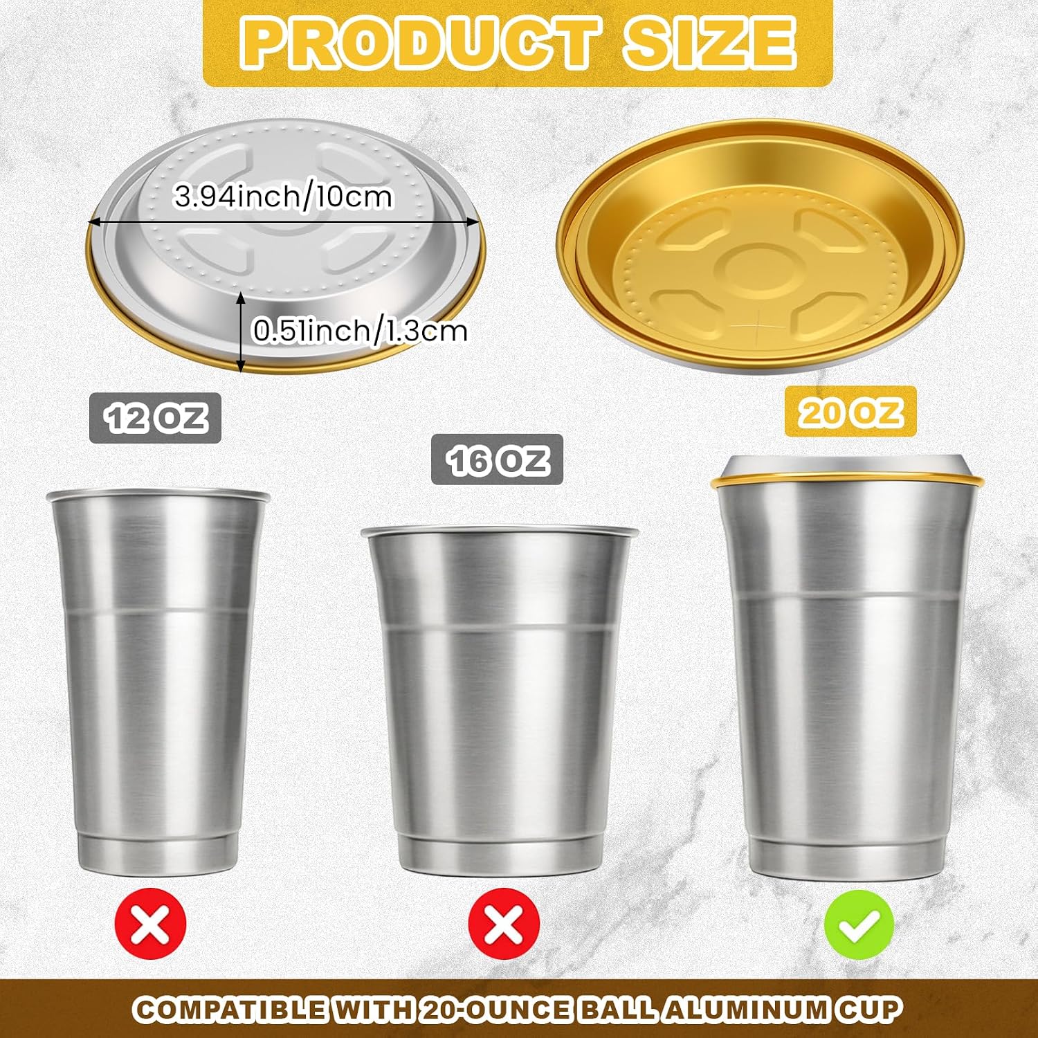 60 Pack Aluminum Lids with Straw Hole, Compatible with Ball Top Cup(20 oz Size Only), Featuring Cross Shaped, Spill Proof and Dust Proof Design, Cups Sold Separately
