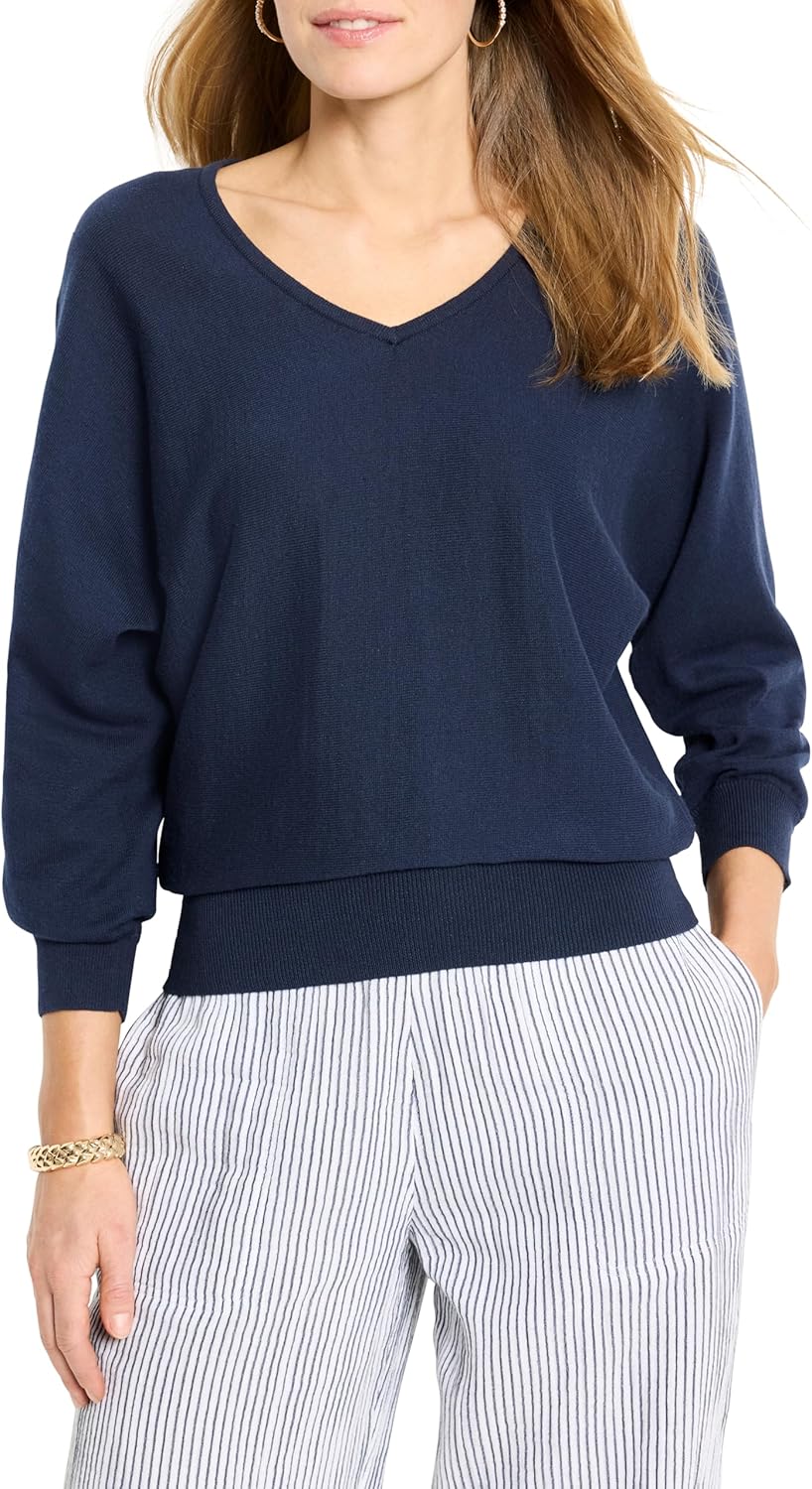 NIC+Zoe Women's Easy V-Neck Pure Cotton Sweater