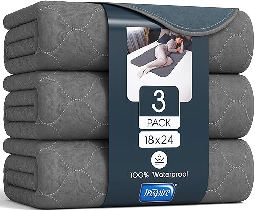 Miniatura 11 de Inspire Protectores | Protectores de Cama Reutilizables Grises para Incontinencia que Ocultan Manchas | Protector de Colchón Impermeable | para