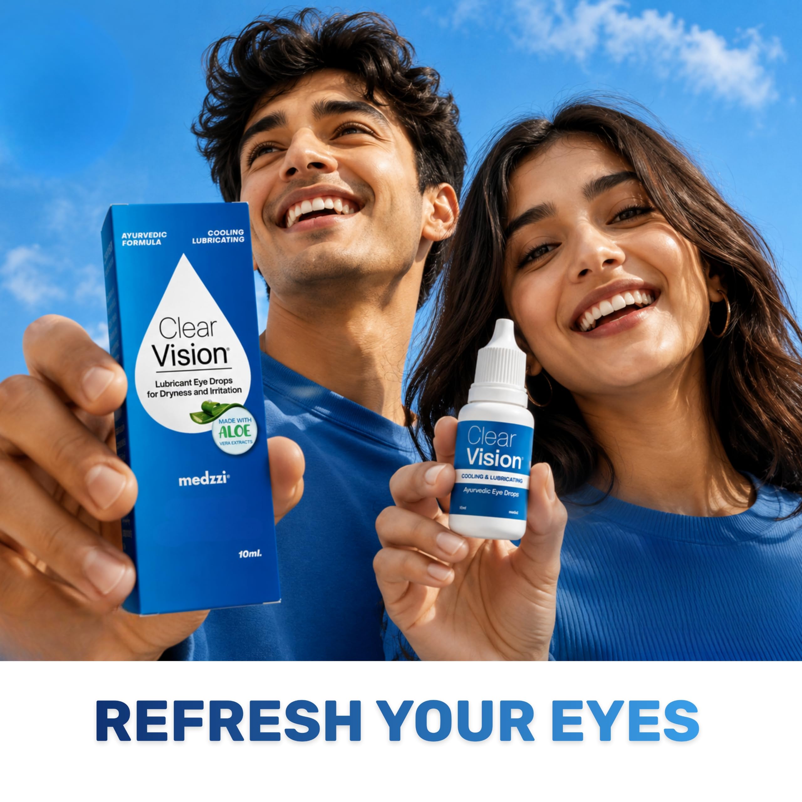 medzzi Clear Vision Eye Drop | Ayurvedic Formula | Daily Use Eye drops with Aloe Vera, Rose Water, Honey, Neem & Tulsi | 10ml 2