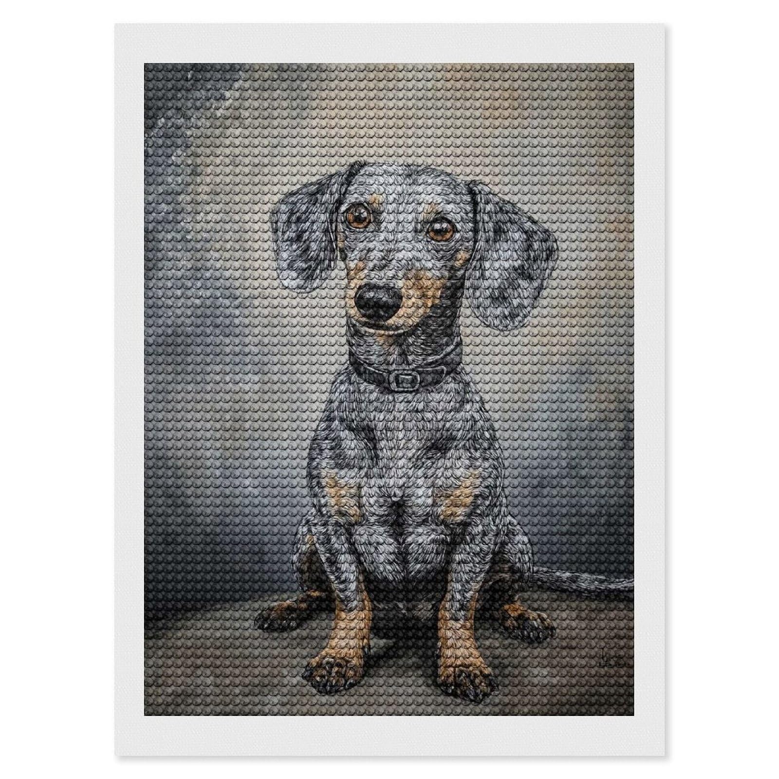 Junmoney Dachshund Portrait Diamond Painting Canvas Set 12"x16", Full Kit Included, Calming Craft to Unwind, Farmhouse Decor, Christmas Gift