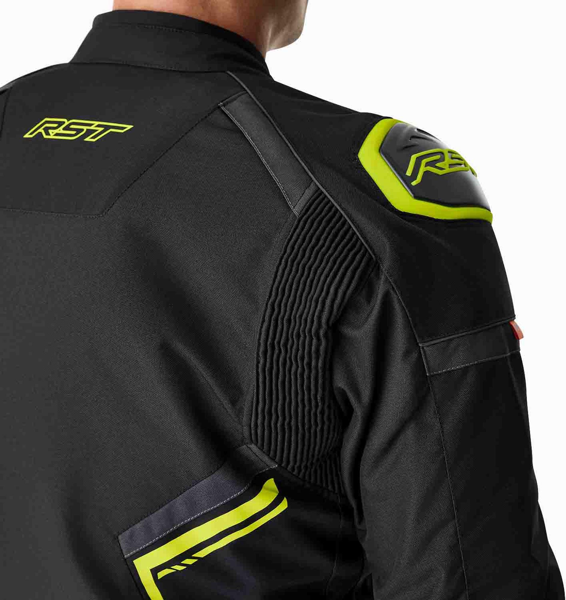 RST S1 D3O wodoodporna kurtka tekstylna motocyklowa, czarny/neonowy/żółty, 56