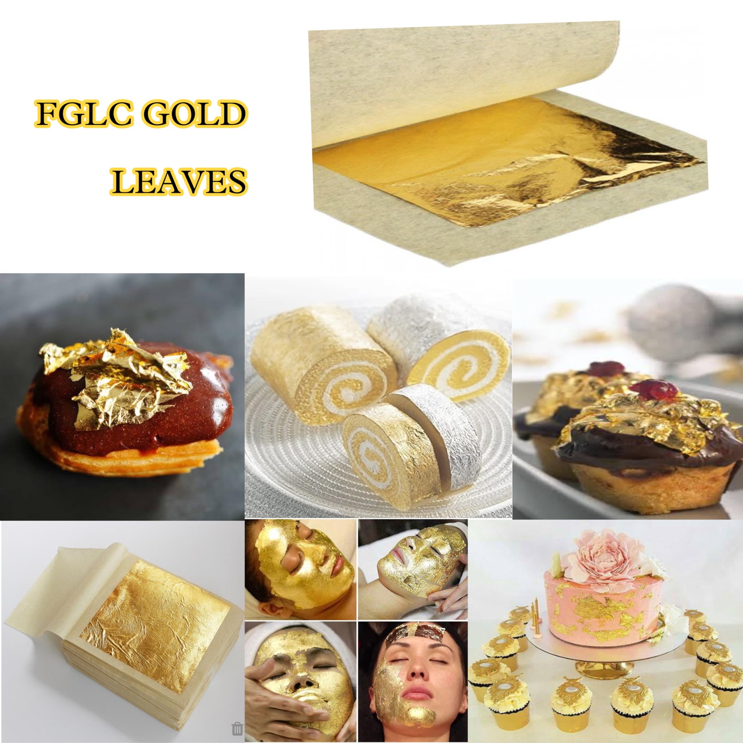 FGLC Gold Leaf 24k Edible Pure Gold Leaves 6×4 King Size 1 Gold Vark for Sweets,Cake Decoration,ice Cream,serums,ayurvedic madicine,Royals Foods, (24k Edible Gold Leaves Vark 1 pcs Sheet) — Amazon image 3