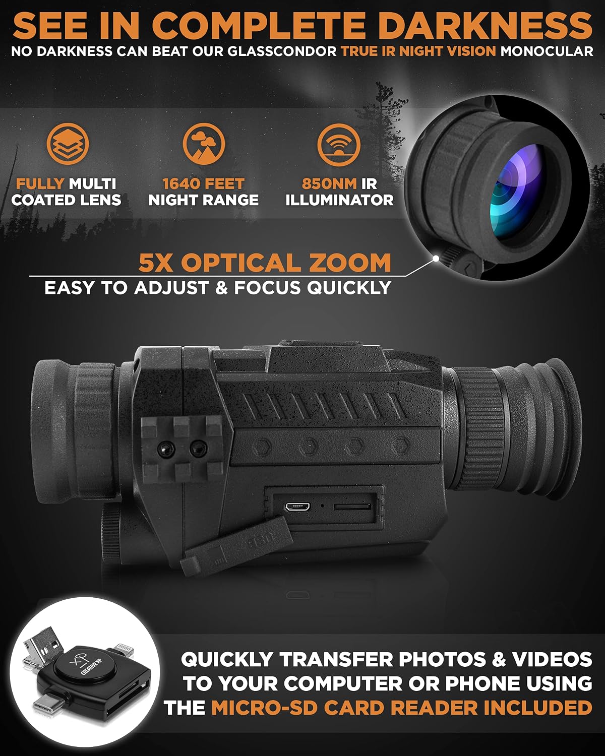 Lіmіtеd Stосk CREATIVE XP 2021 Digital Night Vision Monocular for 100% Darkness - Travel Infrared Monoculars Save Photos & Videos - IR High-Tech Spy Gear for Hunting & Surveillance - Card Reader Included 70% оƒƒ Evеrуthіng CREATIVE XP 2021 Digital Night Vision Monocular for 100% Darkness - Travel Infrared Monoculars Save Photos & Videos - IR High-Tech Spy Gear for Hunting & Surveillance - Card Reader Included