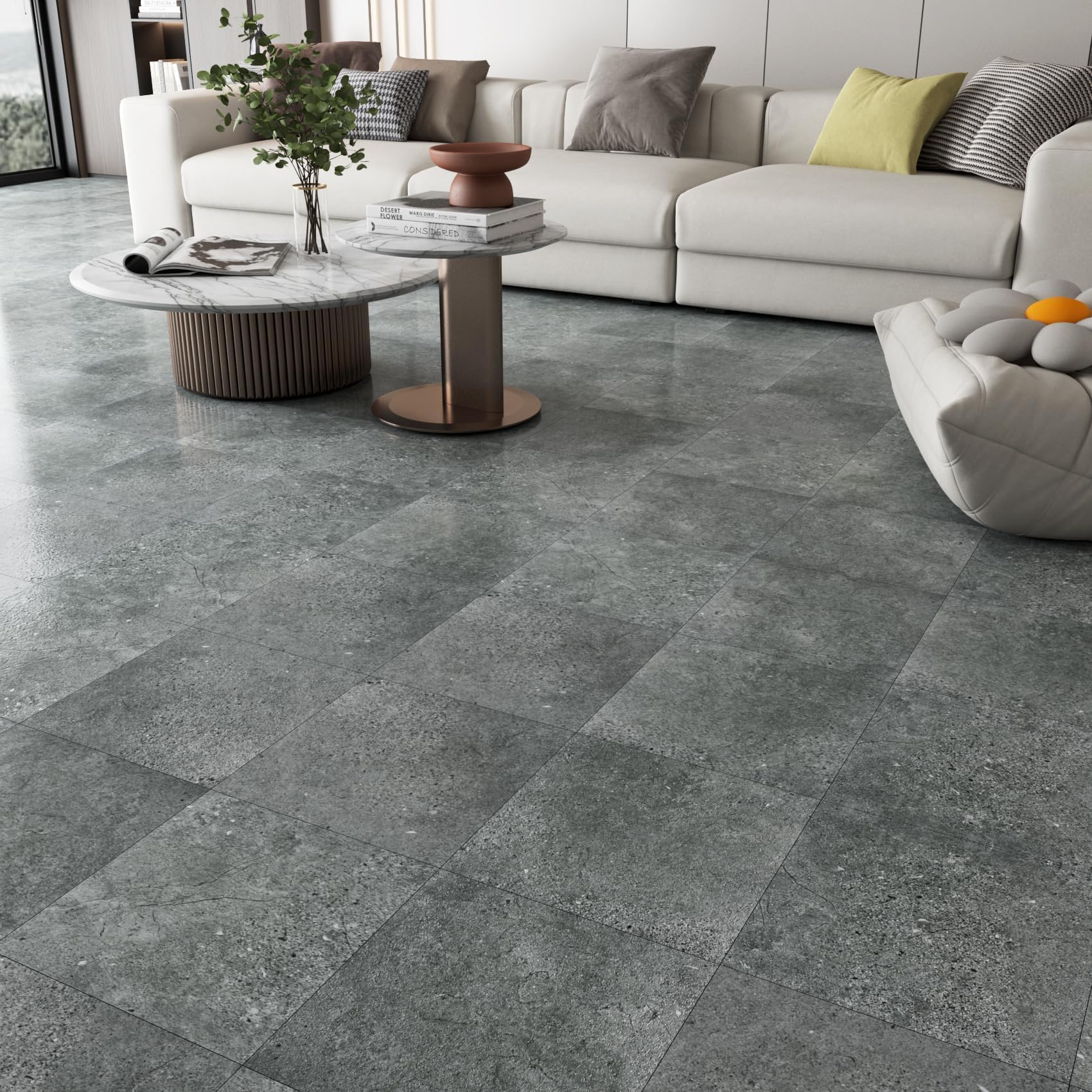 Decotalk Adesivi Per Piastrelle Effetto Cemento Pavimento Grigio 30X30cm 30 Pezzi Rivestimento Pavimento Adesivo Piastrelle Cucina Pavimenti Impermeabili PVC Adesivi Grigie Camera da Letto