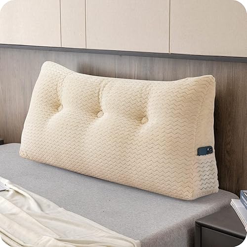 Cabecera triangular grande, respaldo de cuña y respaldo de posicionamiento, almohadas de lectura, almohadas de cuña para cama de día con funda