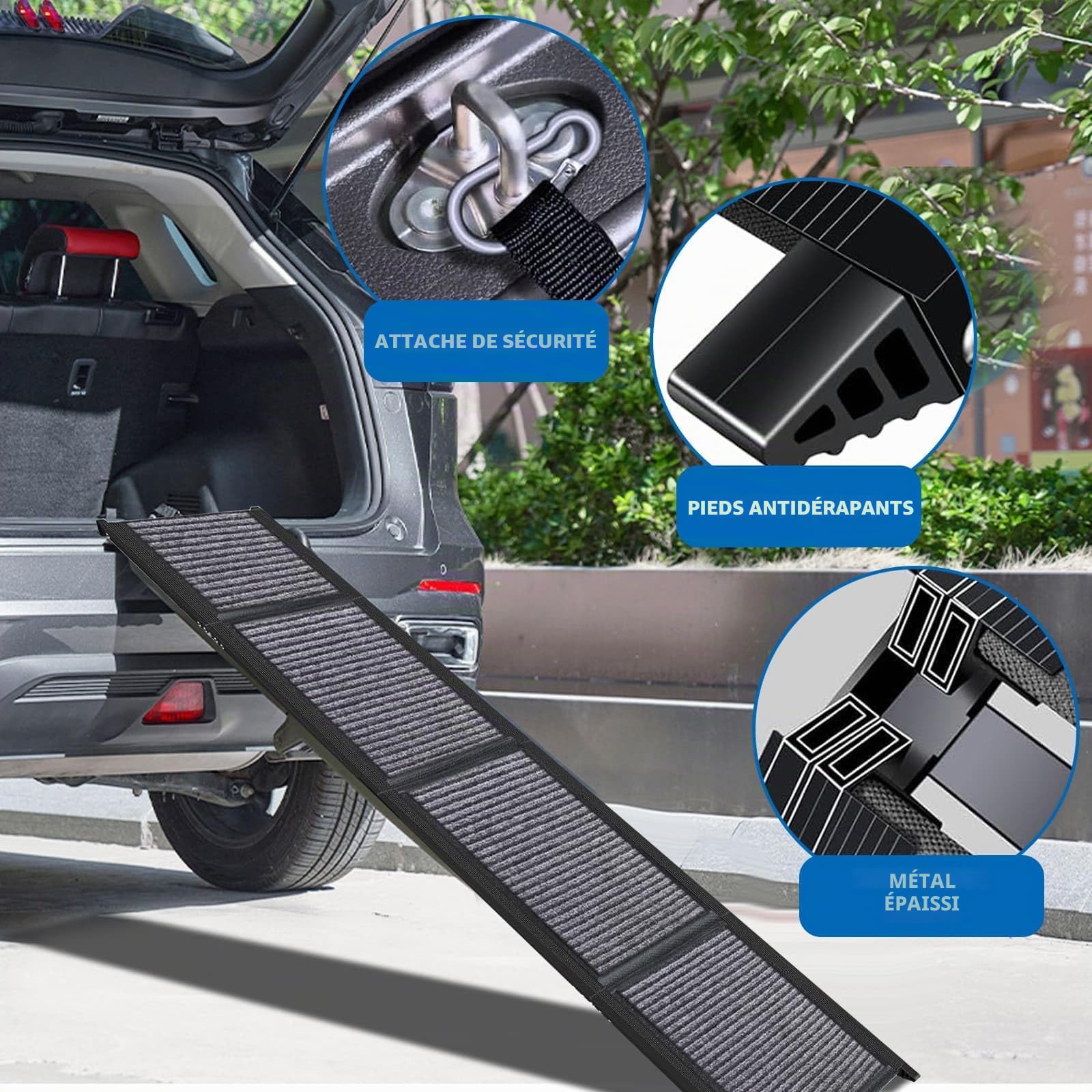 DYUEE Rampe de voiture pour chien 170 cm métal 150 kg pliable antidérapante