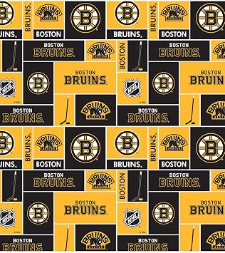 Boston Bruins Super Soft Fleece Fabric Classic Geometric Design-Sold by The Yard
