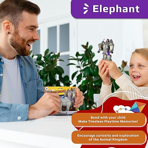 Miniatura 6 de Forest & Twelfth Juguetes de animales de elefante de la selva de 5 pulgadas, figura de acción transformadora, cambia de un juguete de animal